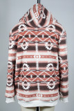 Aztec Print Zipper Down Fleece Hoodies