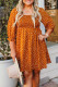 Yellow Boho Dotted Print Smocked Bust Plus Size Dress