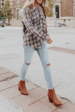 Plaid Button Down Pocketed Shacket Shirts With Hooded Women UNISHE Wholesale