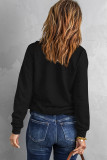 Black Quilted Patch Half Zipper Sweatshirt