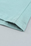 Green Hollow Out Ruffle Sleeve T-shirt