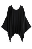 Cold Shoulder Black Cover Up Loose Top
