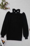 Black Cool Breeze Cotton Cold Shoulder Sweater