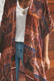 Orange Bohemian Style Tie Kimono
