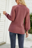 Lace Crochet Sleeves V Neck Waffle Knit Top
