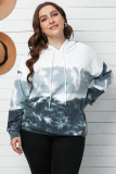 Grey Gradient Colorblock Pullover Plus Size Hoodie