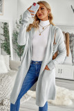 Gray Open Front Hooded Sweater Cardigan