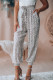 White Smocked Waist Leopard Print Casual Jogger Pants