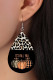 Leopard Splicing Pumpkin Print PU Earrings MOQ 5pcs