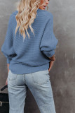 V Neck Turndown Collar Long Sleeve Sweater