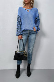 Leopard Lantern Sleeve Crosscriss Sweater