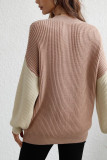 Color Block Plain Loose Pullover Sweaters