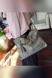 Vintage Rivet Solid Tassels Shoulder Bag Unishe Wholesale