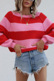 Color Block Striped Loose Pullover Sweaters