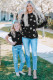 Black Dandelion Print Round Neck Sweatshirt
