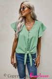 Green Forever Tonight Button Tie Top