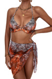 Leopard Ruffle Bikini with Sarong