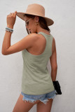 Green Scoop Neck Basic Solid Tank Top