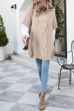 Cable Knit Turtleneck Split Knitting Sweater