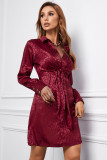Red Leopard Print Tie Knot Satin Mini Dress