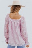 Purple Square Neck Floral Textured Blouse