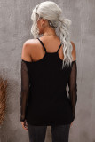 Polka Dot Cold Shoulder Long Sleeves Top