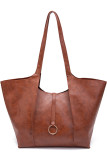Solid Color Large Capacity Leather Tote Bag MOQ 3PCS