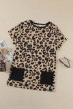Leopard Print Pocketed T-shirt Mini Dress