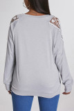 Plain Lace Patckwork Sleeve Plus Size Top