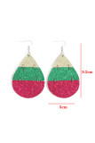 Glitter Color Block Waterdrop PU Earrings MOQ 5pcs