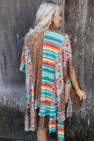 Multicolor Vintage Paisley Floral Serape Ruffled Cardigan with Slits
