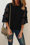 Black Crew Neck Kimono Sleeve Knit Top