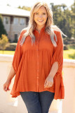 Orange 3/4 Sleeve Plus Size Tunic Top
