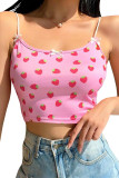 Strawberry Print Crop Spaghetti Straps Camisole