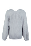 Plain V Neck Knitting Pullover Sweater