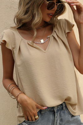 Ruffles Sleeve Beading Neck Top Unishe Wholesale