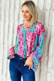 Multicolor Floral Leopard Mix Patchwork Loose Pullover