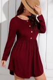 Button Down Elastic Waist Plus Size Mini Dress