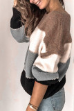 Loose Color Block Pullover Knitting Sweater Unishe Wholesale