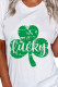 Lucky and Clover Print Graphic Tees for Women UNISHE Wholesale Short Sleeve T shirts Top