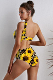 Sunflower Asymetrical Neck One-piece Swimsuit