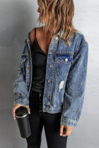 Rivet Pocket Button-up Denim Jacket