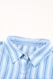 Sky Blue Striped Buttons Closure Long Sleeve Shirt