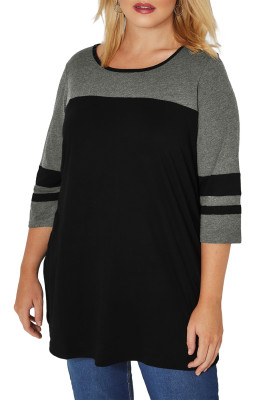 Colorblock 3/4 Sleeve Plus Size Top