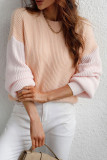 Color Block Plain Loose Pullover Sweaters