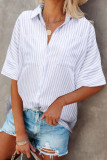 Sky Blue Short Sleeve Striped Shirt