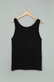 Black Button Loose Tank Top