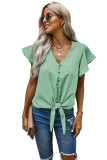 Green Forever Tonight Button Tie Top