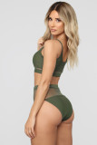 Army Green The Weekend Two-piece Mesh Patchwork Bikini