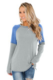 Gray Color Block Raglan Sleeve Top